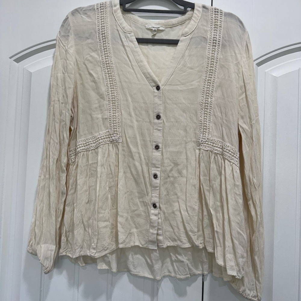 Maurices Women's Cream Button-Down Top